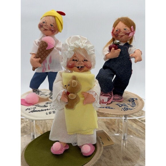 Annalee Mobilitee Dolls Lot Of 3 1993 10th Edition 1992 Doll Society 1994 Baby - Picture 1 of 16